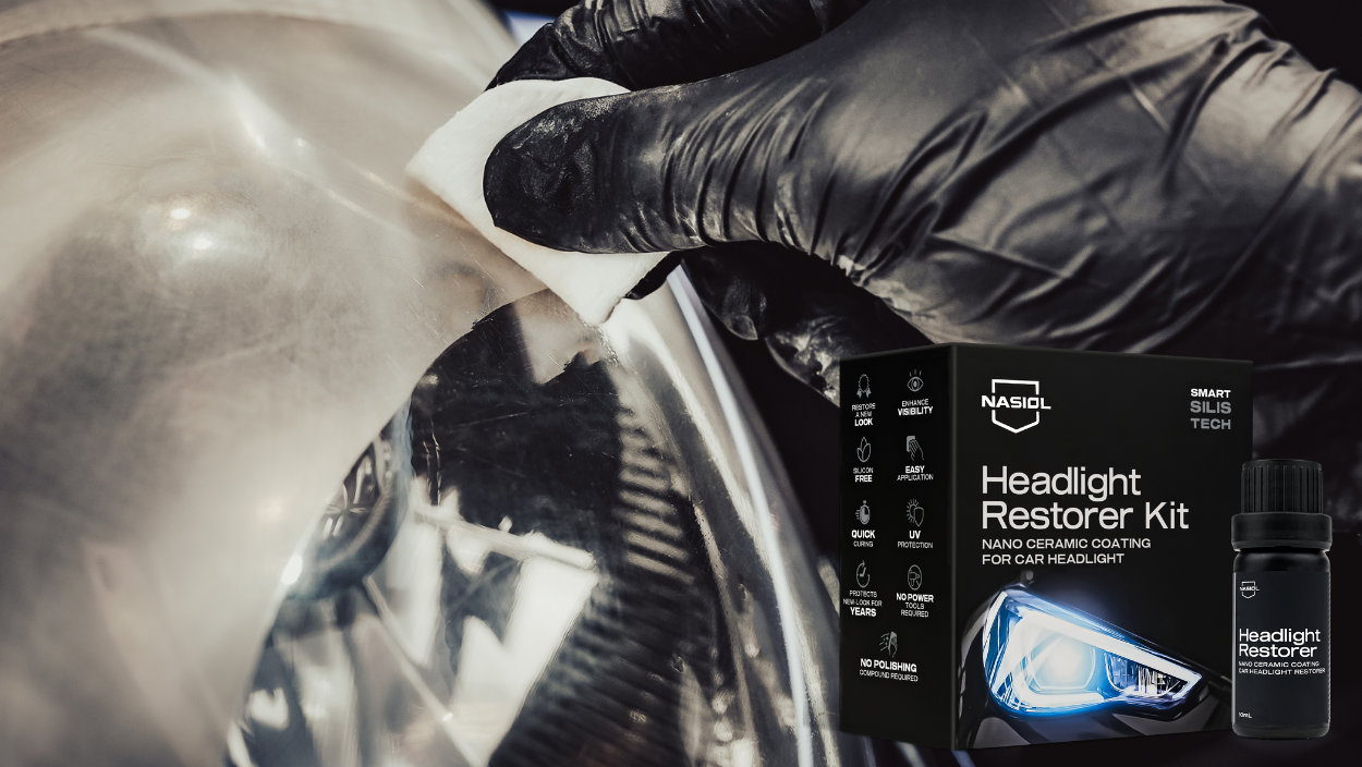 Nasiol Headlight Restorer Kit – kompletny zestaw do regeneracji reflektorów z papierami ściernymi i powłoką